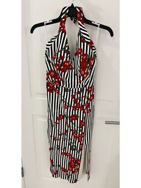 L'Wren Scott Tagasode Italy Halter Midi Cherry Blossom Floral Haute Couture Dres